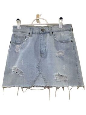 Aeropostale Distressed Jean Skirt Light Wash Size 4